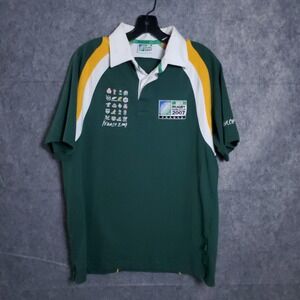IRB Rugby World Cup POLO Shirt Mens Jersey Large France 2007 Sports Green Cotton